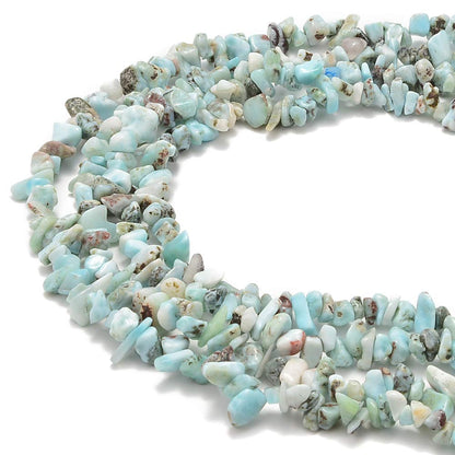 PLTbeads 5-8mm Natral Healing Gemstone Waist Bracelets Necklace Kit Irregular Stone DIY Crafts Design Jewelry Making 1 Strand per Bag Approxi 34 inch (Larimar Chips)