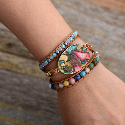 ZOSOJONA Boho Wrap Bracelets Natural Jasper Crystal Stone Variety Beads Strand Bracelet Jewelry Collection For Women
