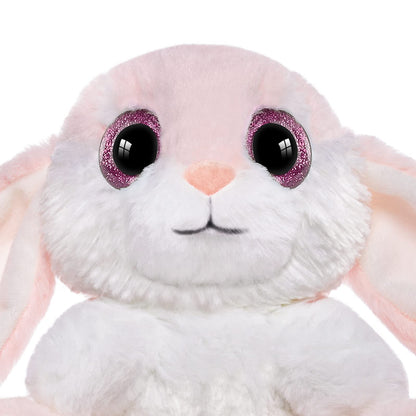 HO-EF 8.5" Bunny Stuffed Animal, 2 Sitting Bunny with Flappy Ears Plush Bunny Cute Stuffed Rabbit Plush Toy, Companion Easter Gift for Boys Girls Babies Kids (Pink+Grey)