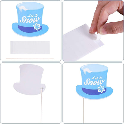 27 Pieces Snowflake Photo Booth Props Kit, Holiday and Winter Wonderland Party Decorations for Winter/Wedding/Christmas/Holiday Party Supplies