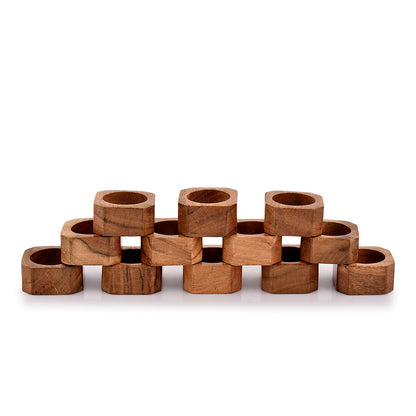 BHAVATU Napkin Ring Acacia Wood Napkin Rings Classic Everyday Use Thanksgiving, Christmas Napkin Rings Buckles,Festive Party Gift Farmhouse for Table Decorations (Set of 12, Brown)