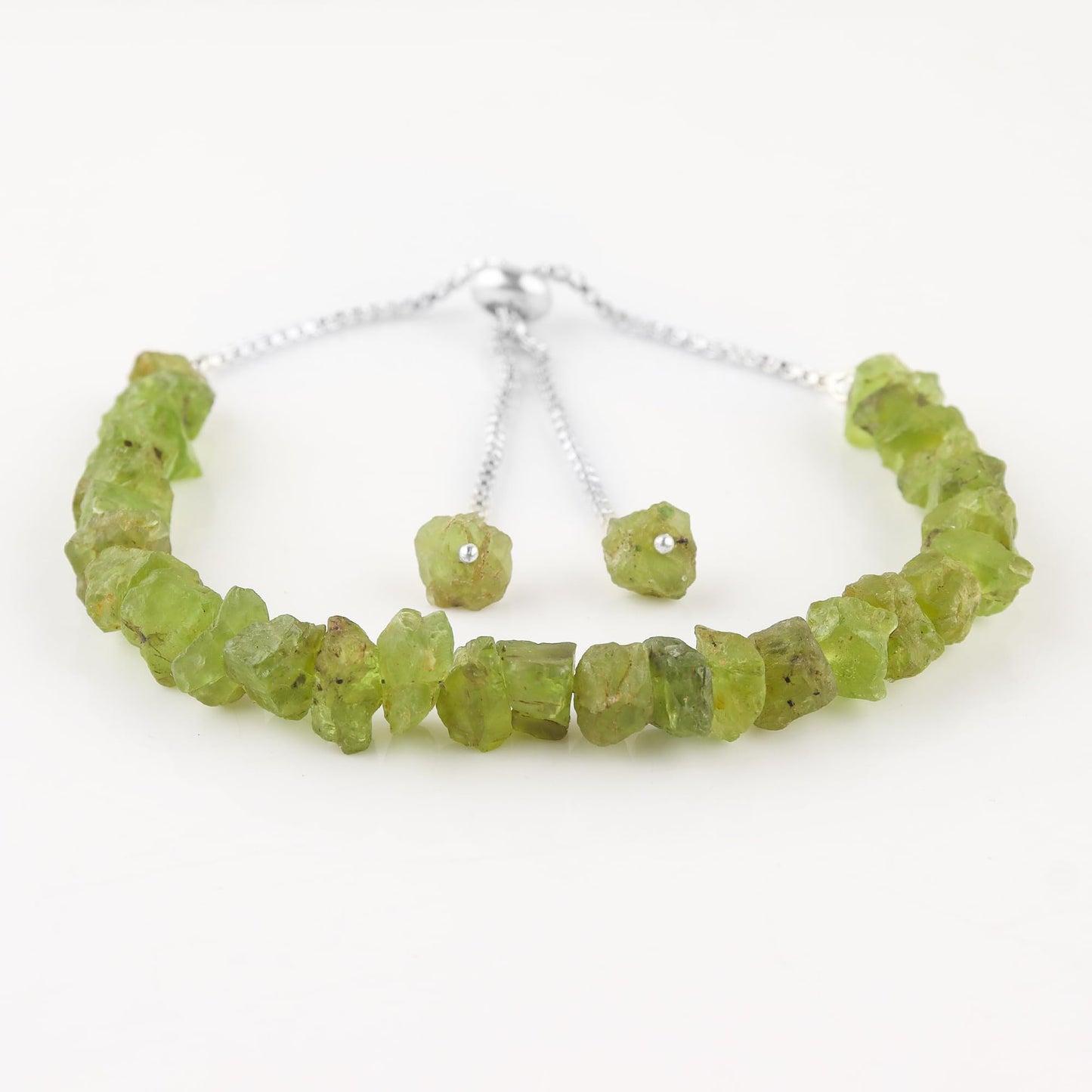 SunshineGems Natural Peridot Bolo Bracelet Rough Stones Handmade Women's Jewelry Adjustable Slider Chain Christmas Gift Size Approx 5 to 10 Weight Approx 50 to 60 carats Stone Size Approx 5 to 10 mm