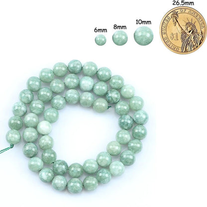 Yochus 45pcs Burmese Jade Beads，8mm Healing Power Natural Stone Round Loose Gemstone Beads for Jewelry Making Earring Necklace DIY Crafts