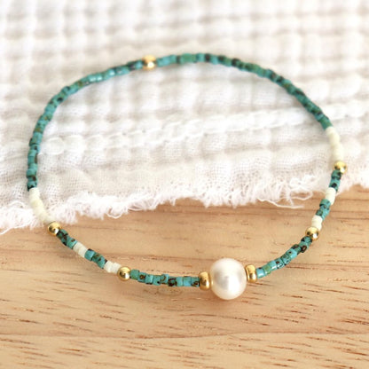 Opalencian Aventurine Pearl Beaded Stackable Bracelet for Women,3PCS/set Stack Green Beads Bracelet Charm Jewelry Gifts Friendship