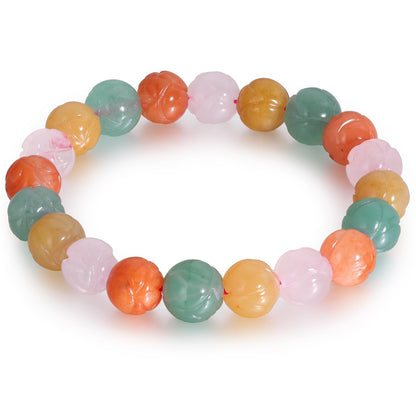 Handmade Natural Jade Beaded Bracelet for Women & Men – Genuine Green/White Jade Gemstone Stretch Bracelet – Lucky Energy Healing Jewelry Gift for Peace, Prosperity & Protection ST-05