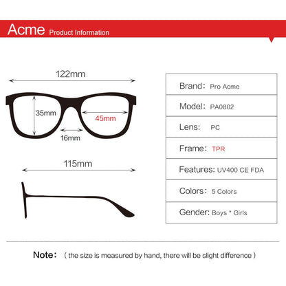 Pro Acme TPEE Rubber Flexible Kids Nerd Glasses Clear Lens Geek Fake for Costume (Age 3-10)
