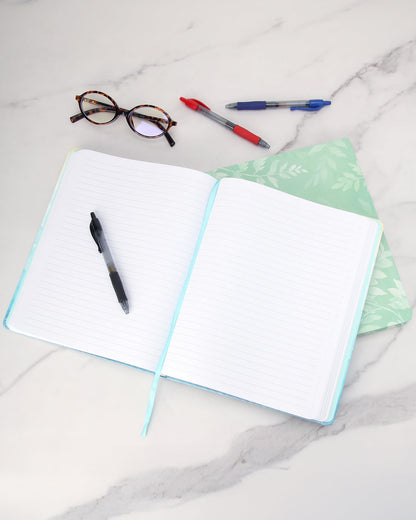WORLD TRAVELER Large Lined Journal Notebook - Lay-Flat Hardcover Notebook with 2 Ribbon Bookmarks Hardbound Writing Journal 256 Ruled White & Ivory Pages 8x10 Inches, Abstract Ombre