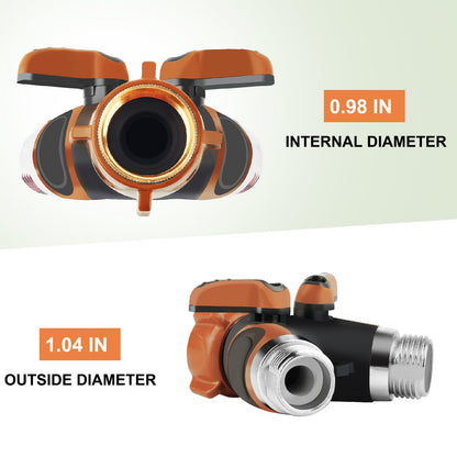 Lumanious Hose Splitter, Garden Hose Splitter 2 Way Heavy Duty,3/4" Spigot Adapter Connector with 2 Kink Free Faucet Extension Hose Protector 6 Rubber Washers and PTEP Tape for Drip Irrigation, Lawns