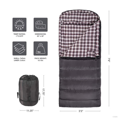 Teton Fahrenheit XXL, +20F Degree Sleeping Bag, All Weather Sleeping Bag for Adults, Camping Made Easy and Warm. Compression Sack Included, Grey, Left Zip