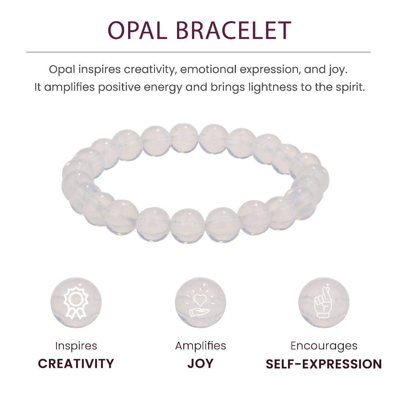 Crystal Vibe Inspiration Bracelet – Opal Beaded Bracelet for Creativity, Joy & Emotional Healing – Natural 8mm Gemstones for Women Men