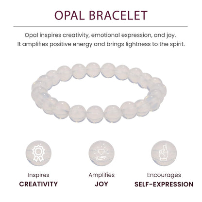 Crystal Vibe Inspiration Bracelet – Opal Beaded Bracelet for Creativity, Joy & Emotional Healing – Natural 8mm Gemstones for Women Men