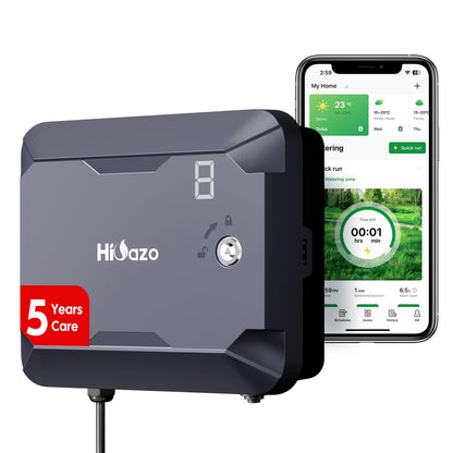 Outdoor Smart Sprinkler Controller with Protector, WiFi Irrigation Controller Easy Use App Enabled, 8 Zones + 16 Plans, Save Water Auto Skip Rain, Freeze & Wind, 10 Minutes Install
