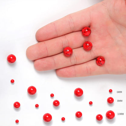 45pcs 8mm Natural Stone Beads Red Turquoise Beads Energy Crystal Healing Power Gemstone for Jewelry Making, DIY Bracelet Necklace