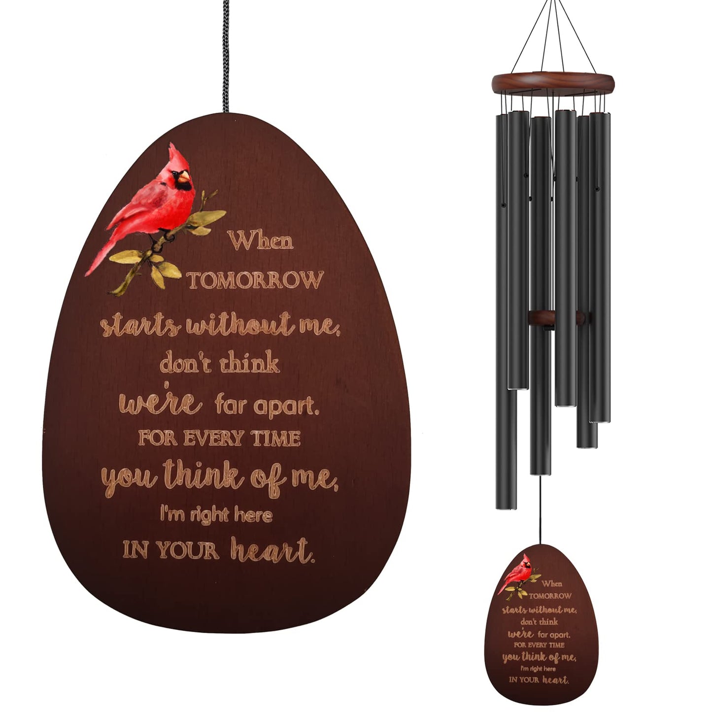 Memorial Wind Chimes for Outside, Sympathy Cardinal Wind Chimes for Loss of Loved One,in Memory of a Loved One Like Mother & Father,Cardinal & Sympathy Gifts Basket for Bereavement,Condolence,Funeral