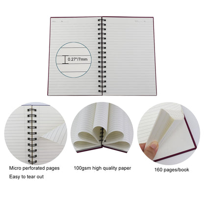 Aacehlh Spiral Notebook Journal,4 Pack A5 Hardcover Spiral Notebooks,5.7" x 8.5",160 Pages,100gsm Paper,College Ruled Journals for Study and Notes (Red, Green,Blue,Grey)