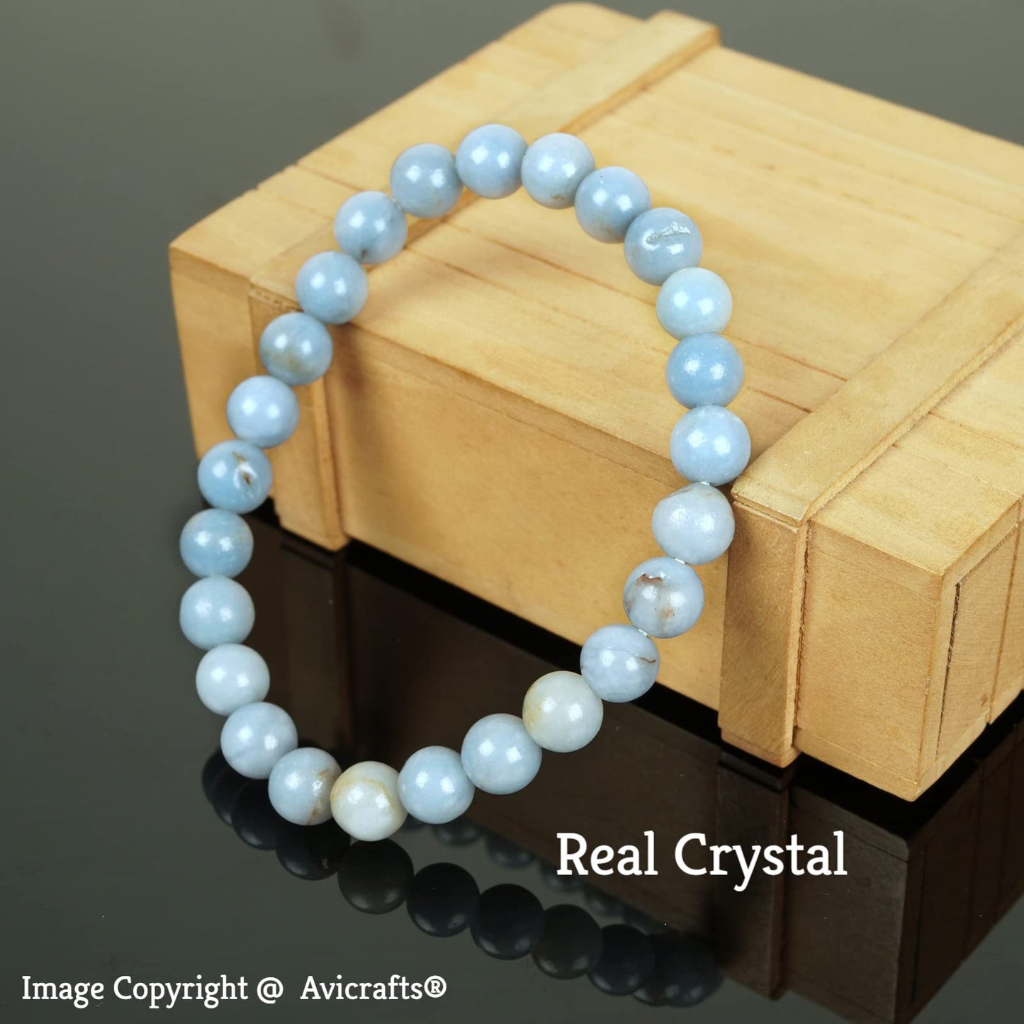 Avicrafts Angelite Stone Bracelet 8 MM Blue Anhydrite,Throat And Crown Chakras Unisex Bracelet Gift For All