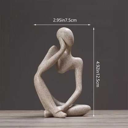 Thinker Statues And Sculptures, Sandstone Resin Thinker Statue Ornaments, Abstract Style Sculptures, Housewarming Gifts, Housewarming Decorations, Living Room Dining Desk Decorations (Right, Small)