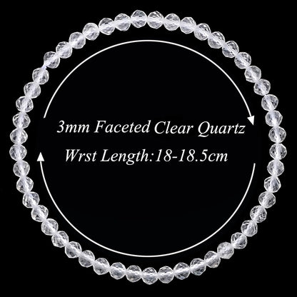 MASSIVE BEADS Natural Genuine Gemstone Beads Healing Crystal Chakra Reiki Jewelry Faceted Round Beads Bracelets (Clear Quartz, 3mm)