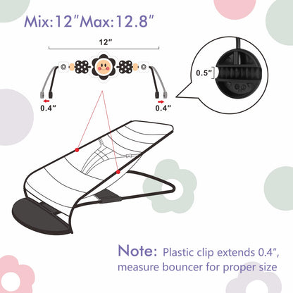 iGRATENS Baby Bjorn Bouncer Toy Bar, Toy for Baby Bouncer Soft & Bliss, Easy to Attach and Remove, Child-Friendly Materials, Exciting Design for Curious Babies, Black and White Flowers