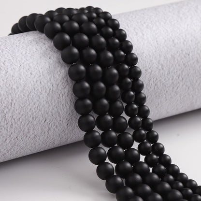 60pcs 6mm Natural Matte Black Onyx Agate Gemstone Beads Energy Healing Crystal Round Loose Stone Beads for Jewelry Making, DIY Bracelets Necklaces