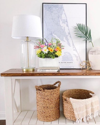 Briful Table Floral Arrangement Centerpiece, Artificial Flowers in Wooden Vase, Flower Plants Centerpieces for Tables, Farmhouse Table Decor, Living Room Dining Coffee Table Shelf Decor