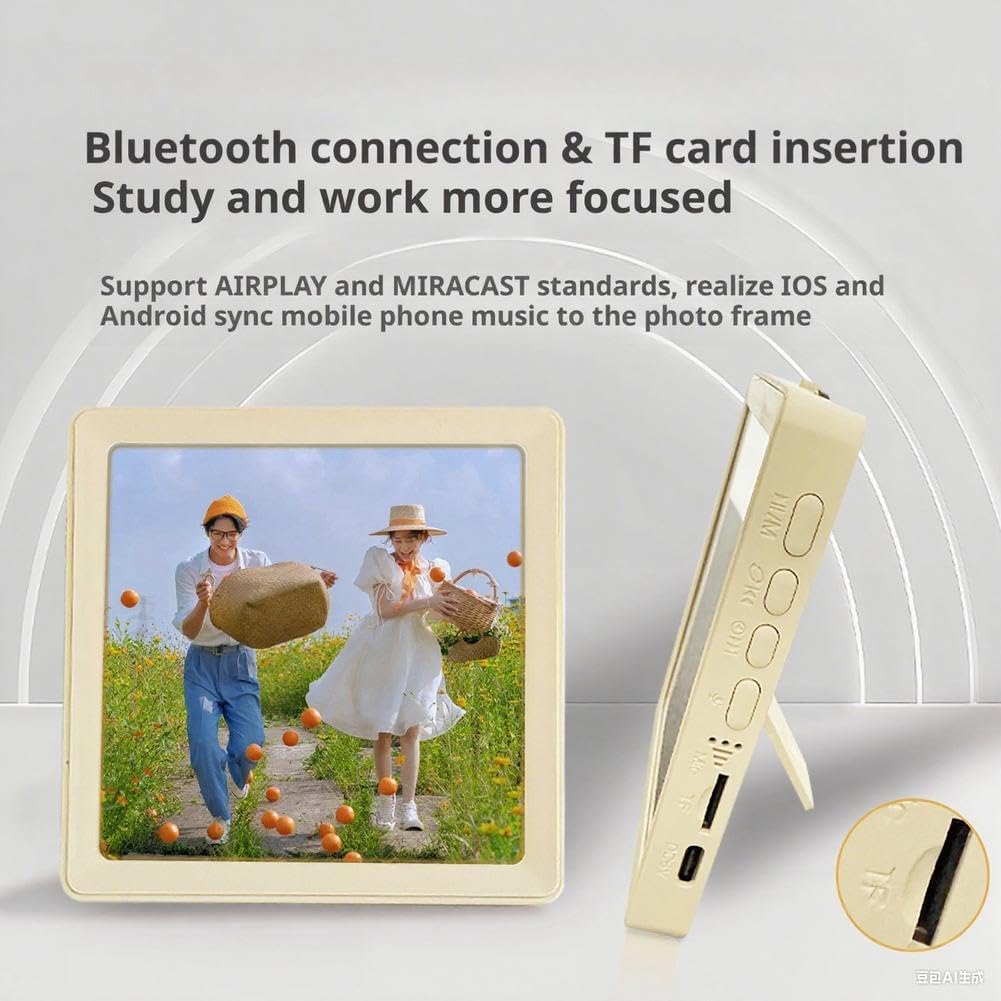 Picture Frame with Sound,Personalized Wireless Tabletop & Wall Mount Sound Photo Frame,Back Magnetic Design,with Recording Function,for Living Room,Bedroom,Office,Unique Gifts for Famiy & Friends