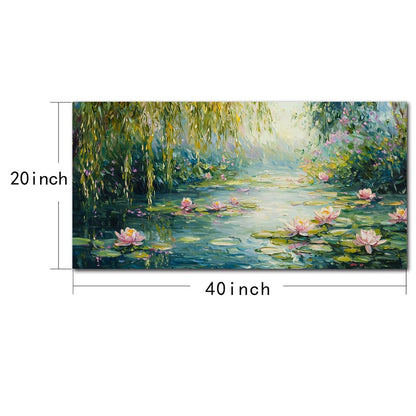 Claude Monet Water Lilies Floral Canvas Prints Wall Art Monet Style Famous Oil Paintings Flowers Decor Classic Impressionist Art Prints, Claude Monet Artwork for Living Room Bedroom Kitchen Home Office Decorations 20x40 Inches