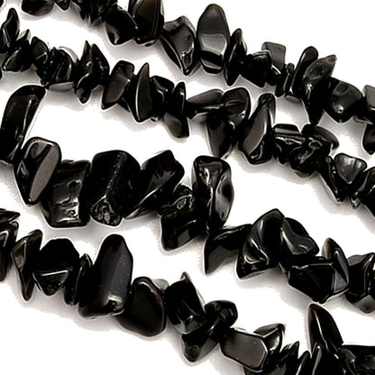 PLTbeads Gemstone Chips Natural Black Obsidian 3-5mm Healing Crystals Waist Bracelets Necklace Kit Irregular Stone DIY Crafts Design Jewelry Making Approxi 32 inch