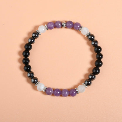 Gracayfr Anxiety Relief Bracelet New Beginnings Gifts Lepidolite Black Tourmaline Hematite Moonstone Emotional Healing Crystal Protection Items Jewelry For Women Lepi Moon
