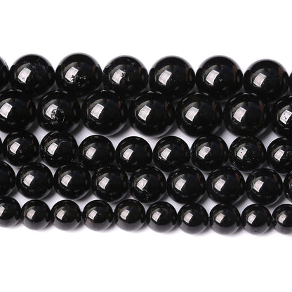 60pcs 6mm AAAA Natural Black Tourmaline Gemstone Beads Round Loose Beads for Jewelry Making DIY Bracelet Necklace