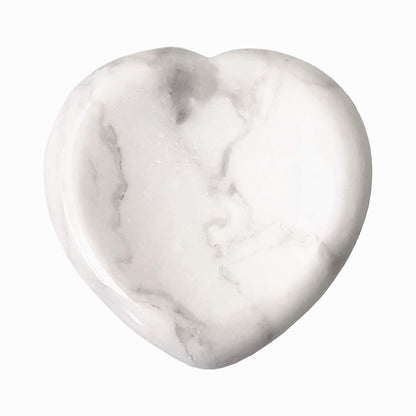 Bacatgem Natural White Howlite Turquoise Heart Chakra Thumb Worry Stone,Hand Carved Healing Crystal Shaped Stone for Anxiety Stress Relief Meditation