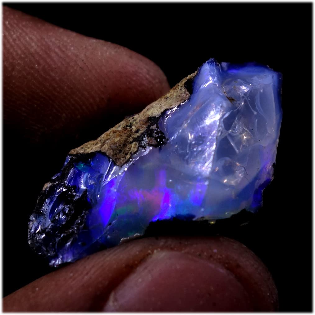 TINDI 21.55Cts Natural Ethiopian Welo Opal Rough Stone, Raw Crystal, October Birthstone, Jewelry Making Gemstone, Ultra Fire Striking, Handpicked, Size-20X30X13 MM