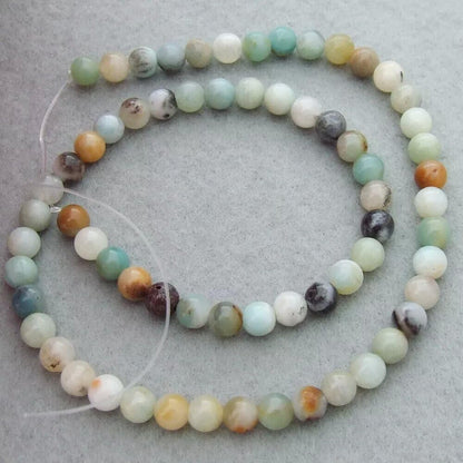 6mm Round Amazonite Stone Beads for Jewelry Making Natural Gemstone Semi Precious Strand 15 Inch(58-60pcs/Strand)