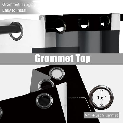 Tyrot Black Grey 100% Blackout Curtains for Bedroom 84 inch Long 2 Panels Set White Gray Modern Abstract Geometric Black Out Curtains Insulated Room Darkening Window Drapes for Living Room, 52Wx84L