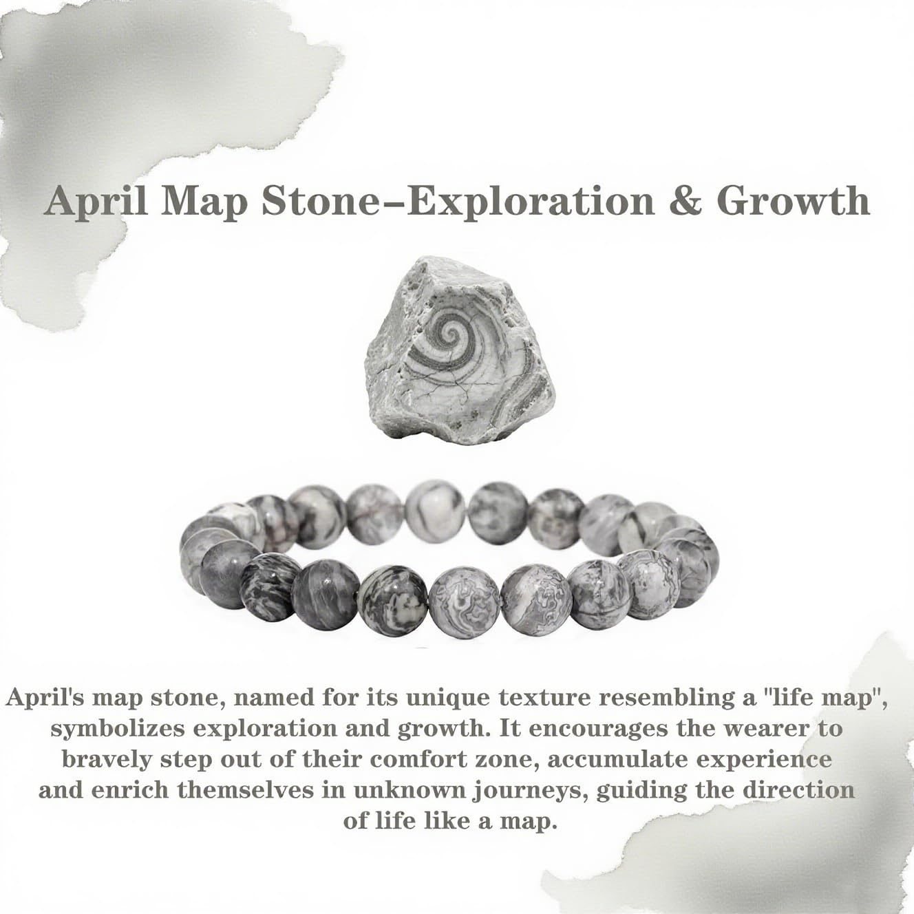 Crgwxzl April Birthstone Bracelets for Women Men,Healing Crystal Protection Stone Map Stone Beads Bracelet,String Wrap Zodiac Month Bracelets Birthday Jewelry Gifts