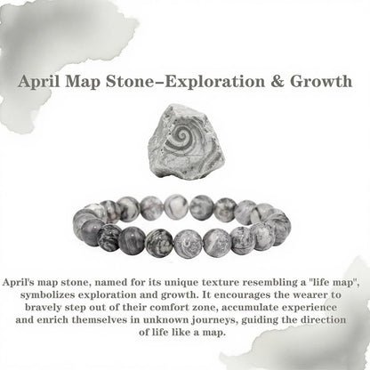 Crgwxzl April Birthstone Bracelets for Women Men,Healing Crystal Protection Stone Map Stone Beads Bracelet,String Wrap Zodiac Month Bracelets Birthday Jewelry Gifts