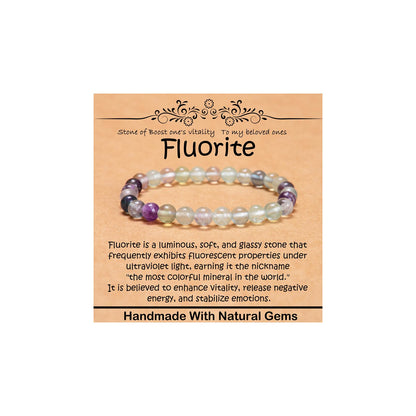 CHCCOYE 6mm Natural Healing Gemstone Bracelet Handmade Yoga Stretch Elastic Bracelet Stress Relief Crystal Jewelry for Men and Women (6mm, Fluorite)