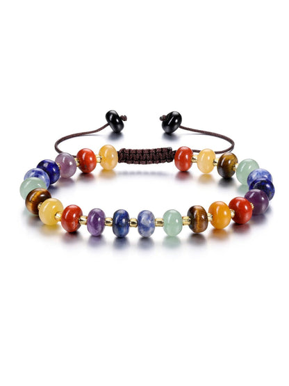 CrystalTears Chakra Crystal Gemstone Beaded Bracelet for Women, Womens 7 Chakra Stone Bead Bracelets, Adjustable Trendy Handmade Surfer Summer Beach Jewelry Gifts for Women