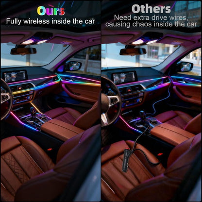 Interior Car LED Strip Lights, Acrylic LED Lights for Car with Dynamic Dreamcolor Chasing, Ambient Lighting Kits Music Sync Wireless APP and RF Remote Control (8 in 1)