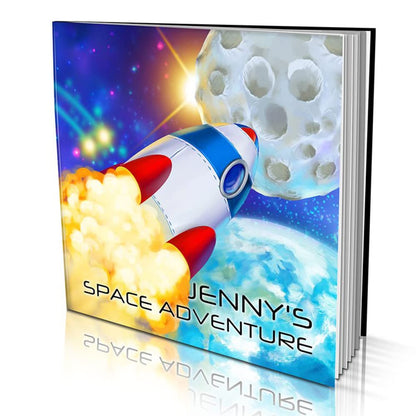 Personalized Story Book by Dinkleboo - Space Adventure - A Story About Your Son or Daughter Going to The Moon - for Children Aged 0 to 8 Years Old - Soft Cover - Smooth, Glossy Finish (8"x 8")