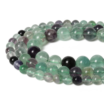 60pcs 6mm Natural Stone Beads Fluorite Beads Energy Crystal Power Gemstone for Jewelry Making, DIY Bracelet Necklace