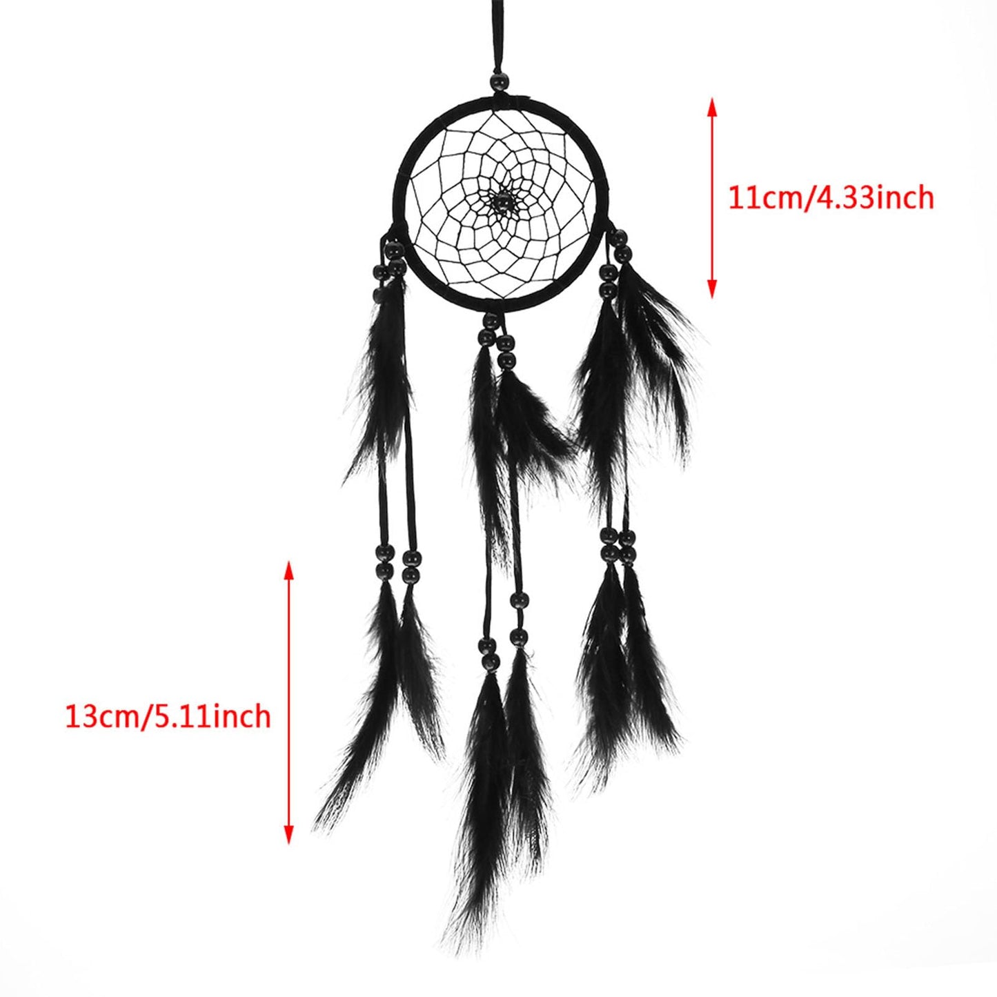 Handmade Large Wood Beads Dream Catcher Dreamcatcher Craft Hanging Pendant Ornament Gift for Living Room Home Decoration Wedding and Festivals (Black)