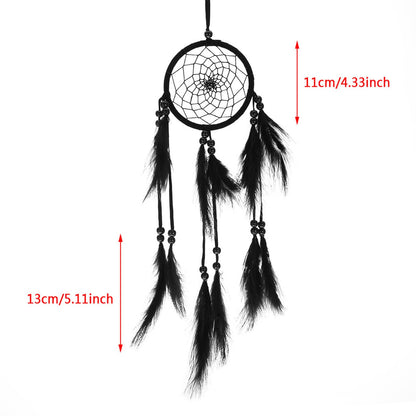 Handmade Large Wood Beads Dream Catcher Dreamcatcher Craft Hanging Pendant Ornament Gift for Living Room Home Decoration Wedding and Festivals (Black)