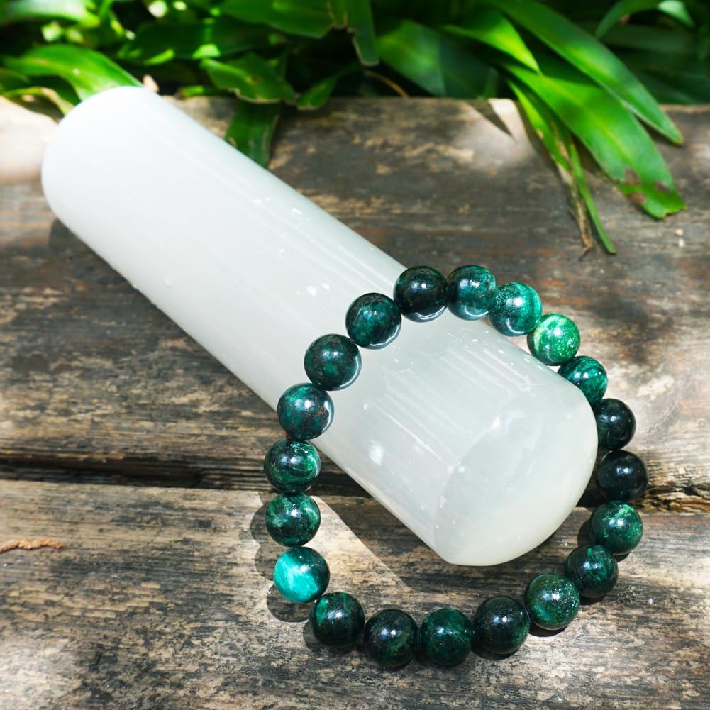 TaHLga 10MM Emerald Bracelet for Unisex | Fits for about 7.5" Wrist | Birthstone of May | Heart Chakra Green Crysta| Spritual Healing Valentines Gift for Friends and Familys on any Festival