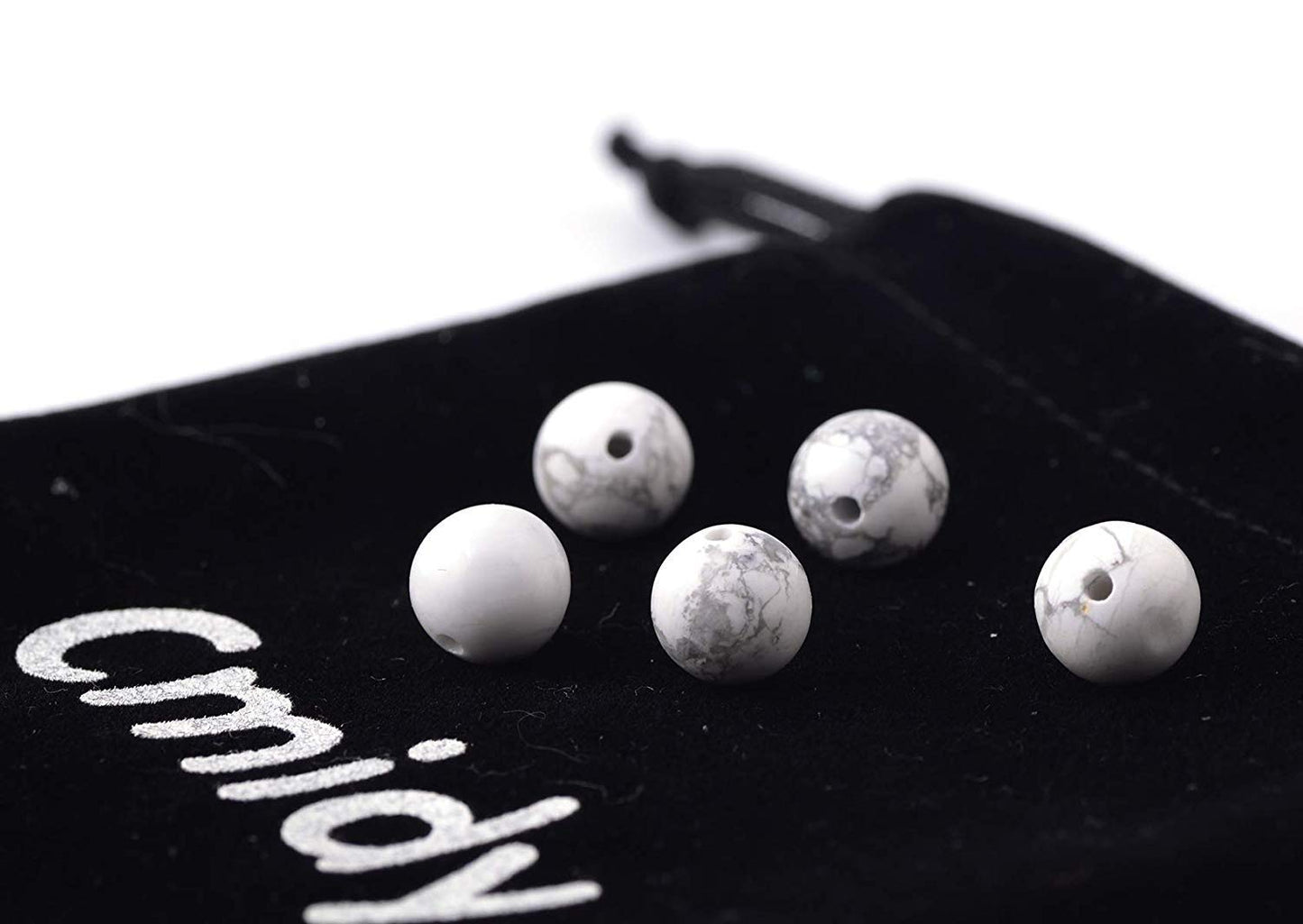 Natural Stone Beads 100pcs 10mm White Howlite Round Genuine Real Stone Beading Loose Gemstone Hole Size 1mm DIY Charm Smooth Beads for Bracelet Necklace Earrings Jewelry Making (White Howlite, 10mm)
