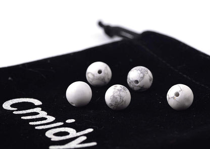 Natural Stone Beads 100pcs 10mm White Howlite Round Genuine Real Stone Beading Loose Gemstone Hole Size 1mm DIY Charm Smooth Beads for Bracelet Necklace Earrings Jewelry Making (White Howlite, 10mm)