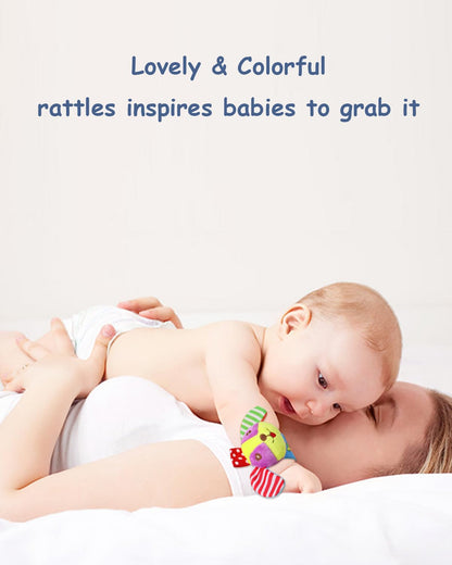 Wrist rattles for Babies 0-24 Months Baby Animal Hand & Foot Finder Educational Toys (4W)