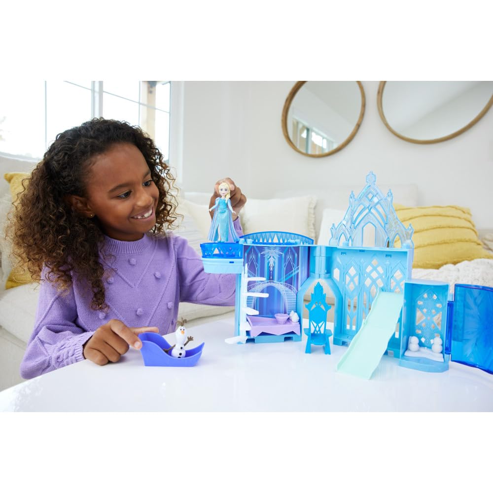 Mattel Disney Princess Toys, Storytime Stackers Elsa Ice Palace, Stackable Castle Doll House with Small Doll & 8 Pieces, Inspired by The Disney Frozen Movies