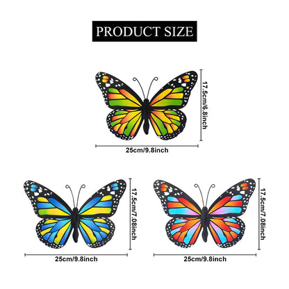 EOORAU Metal Butterfly Outdoor Wall Decor - 3pcs Metal Butterflies Wall Hanging Sculpture Decorations for Fence Patio Yard Garden Tree Gift for Mom Friends