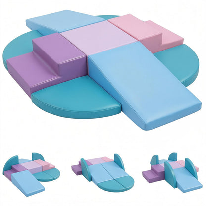 TODIBY 9-Piece Climbing Toys for Toddlers: Soft PU Leather Foam Blocks - Baby Climb and Crawl Activity Blocks - Kids Play Gym Equipment Indoor for Development(Macaroon)